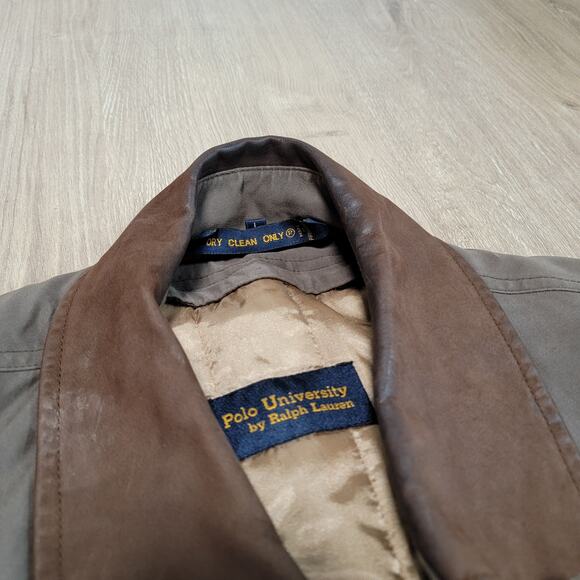 Polo University Ralph Lauren Wool Blend Leather Collar Trench Chore Coat Large - Picture 8 of 10